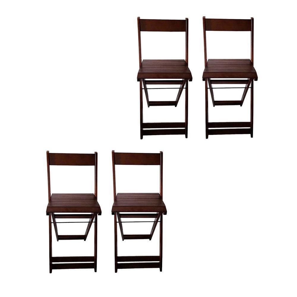 Conjunto 4 Banquetas Dobráveis Bistro E Balcão Em Madeira Imbuia - 1