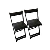 Conjunto 2 Banquetas Alta Dobráveis Bar E Balcão Madeira Preto - 1