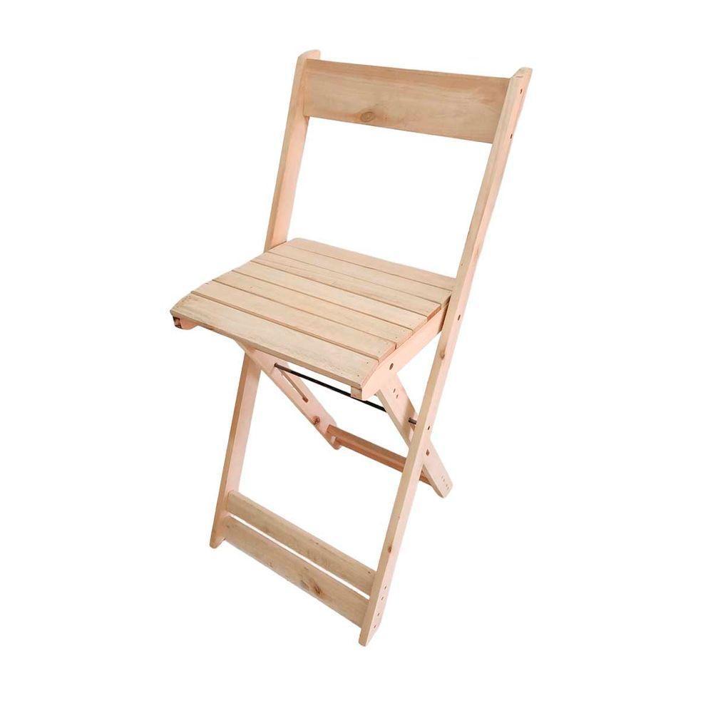 Conjunto 4 Banquetas Dobráveis Para Bistro E Balcão Em Madeira Natural - 6