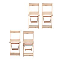 Conjunto 4 Banquetas Dobráveis Para Bistro E Balcão Em Madeira Natural - 3