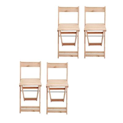 Conjunto 4 Banquetas Alta Dobráveis Bar Balcão Em Madeira Natural