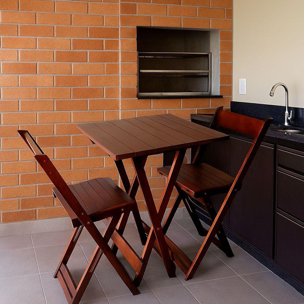 Bistro Com 2 Banquetas Para Bar Dobrável De Madeira Ismalu Imbuia - 2