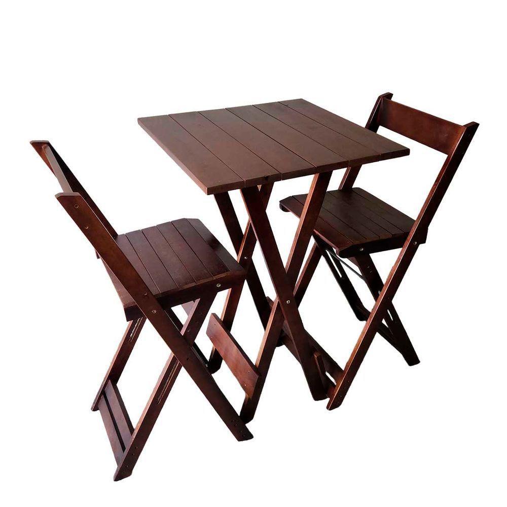 Kit Com 2 Banquetas Bistrô Dobrável De Madeira Ismalu Imbuia - 1