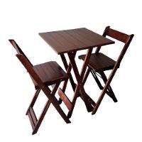 Kit Com 2 Banquetas Bistrô Dobrável De Madeira Ismalu Imbuia - 1