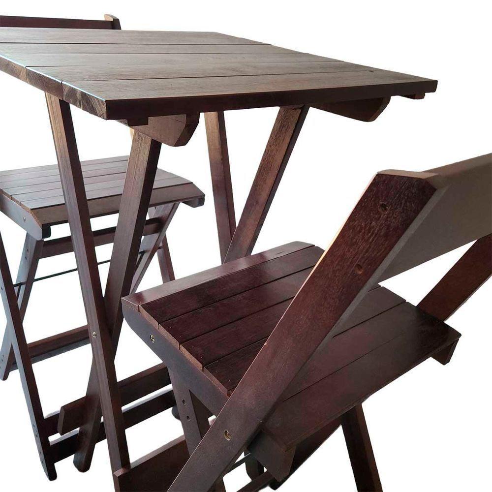 Bistrô Com 4 Banquetas Para Bar Dobrável De Madeira Ismalu Imbuia - 6