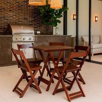 Bistrô Com 4 Banquetas Para Bar Dobrável De Madeira Ismalu Imbuia - 2