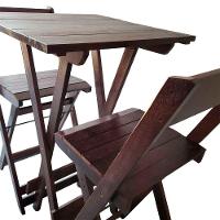 Bistrô Com 4 Banquetas Para Bar Dobrável De Madeira Ismalu Imbuia - 6