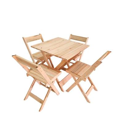 Conjunto De Mesa Para Bar 4 Cadeiras Dobráveis Em Madeira Natural