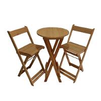 Kit Com 2 Banquetas Bistrô Dobrável De Madeira Ismalu Mel - 1