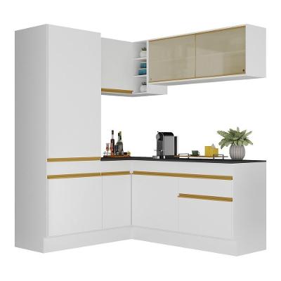 Armário de Cozinha Completa de Canto V2088 8 Portas 1 Gaveta MDF Preto