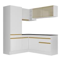 Armário De Cozinha Completa De Canto Com Rodapé Veneza Multimóveis V2088 Branco/dourado Branco/dourado - 2