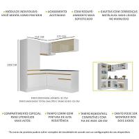 Armário De Cozinha Completa De Canto Com Rodapé Veneza Multimóveis V2088 Branco/dourado Branco/dourado - 5