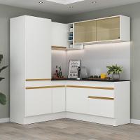 Armário De Cozinha Completa De Canto Com Rodapé Veneza Multimóveis V2088 Branco/dourado Branco/dourado - 6