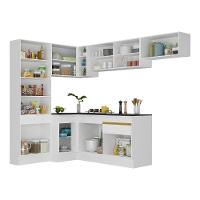 Armário De Cozinha Completa De Canto Com Rodapé Veneza Multimóveis V2087 Branco/dourado Branco/dourado - 3