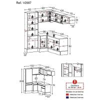 Armário De Cozinha Completa De Canto Com Rodapé Veneza Multimóveis V2087 Branco/dourado Branco/dourado