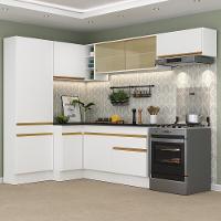 Armário De Cozinha Completa De Canto Com Rodapé Veneza Multimóveis V2087 Branco/dourado Branco/dourado - 6