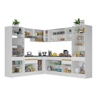 Armário De Cozinha Completa De Canto Com Rodapé Veneza Multimóveis V2081 Branco/dourado Branco/dourado - 3