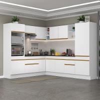 Armário De Cozinha Completa De Canto Com Rodapé Veneza Multimóveis V2081 Branco/dourado Branco/dourado - 6