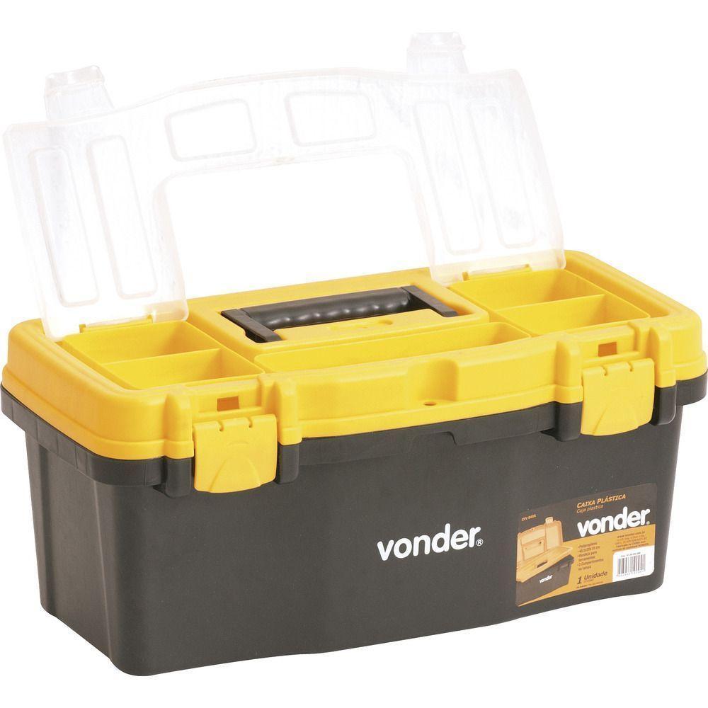Caixa Plástica Para Ferramentas Baú 405x200x180mm Com Bandej - 5
