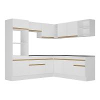 Armário De Cozinha Completa De Canto Com Rodapé Veneza Multimóveis V2080 Branco/dourado Branco/dourado - 2