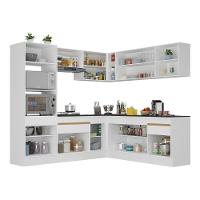 Armário De Cozinha Completa De Canto Com Rodapé Veneza Multimóveis V2080 Branco/dourado Branco/dourado - 3