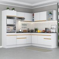 Armário De Cozinha Completa De Canto Com Rodapé Veneza Multimóveis V2080 Branco/dourado Branco/dourado - 6