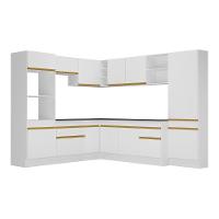 Armário De Cozinha Completa De Canto Com Rodapé Veneza Multimóveis V2082 Branco/dourado Branco/dourado - 2