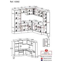 Armário De Cozinha Completa De Canto Com Rodapé Veneza Multimóveis V2082 Branco/dourado Branco/dourado