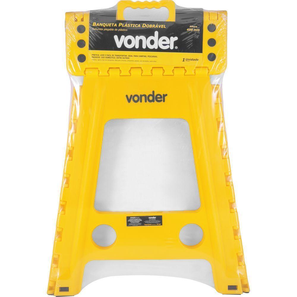 Banqueta Plástica Dobrável Amarela Altura 450 Mm Vonder - 1