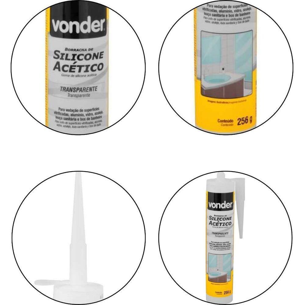 Borracha Silicone Transparente 256g Acético Vonder - 1