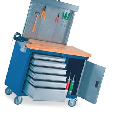 Bancada Móvel Com Painel Perfurado Tampo De Pinus 40mm E Suporte Para Morsa 500bmp Cmb