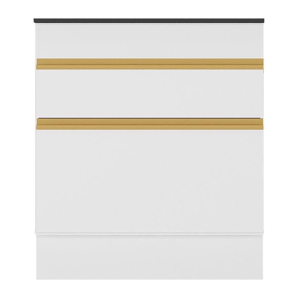 Balcão Cozinha Para Cooktop 70cm Com Rodapé 1 Porta 1 Gaveta Veneza Multimóveis V2118 Branco/dourado Branco/dourado - 2