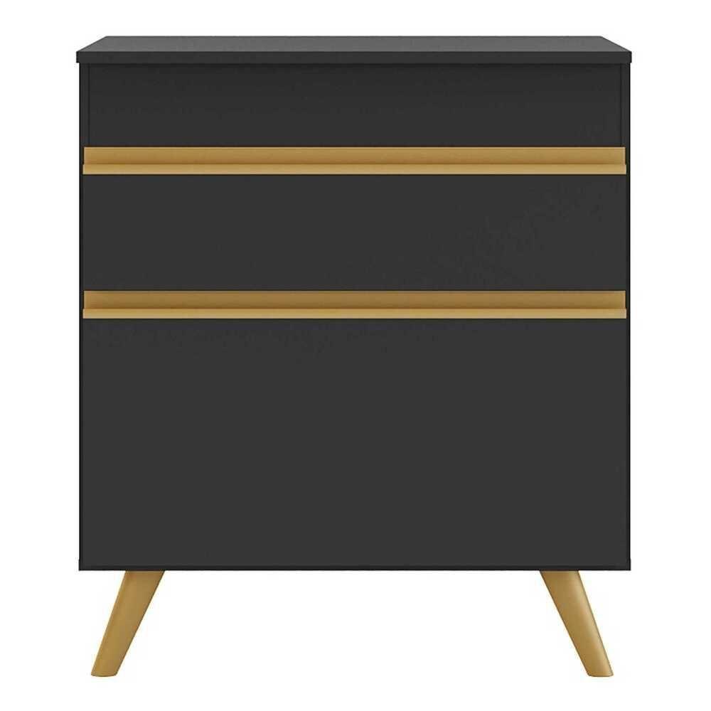 Balcão Cozinha Para Cooktop 70cm 1 Porta 1 Gaveta Veneza Multimóveis V3706 Preto/dourado Preto/dourado - 2