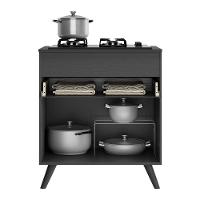 Balcão Cozinha Para Cooktop 70cm 1 Porta 1 Gaveta Veneza Multimóveis V3706 Preto Preto
