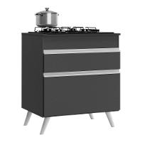 Balcão Cozinha Para Cooktop 70cm 1 Porta 1 Gaveta Veneza Multimóveis V3706 Preto/branco Preto/branco - 1
