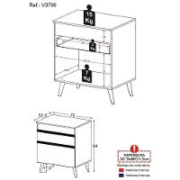 Balcão Cozinha Para Cooktop 70cm 1 Porta 1 Gaveta Veneza Multimóveis V3706 Preto/branco Preto/branco - 4