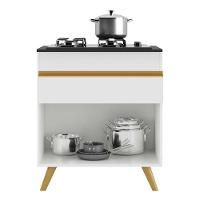 Balcão Cozinha Para Cooktop 70cm 1 Porta 1 Gaveta Veneza Multimóveis V3706 Branco/dourado Branco/dourado - 3