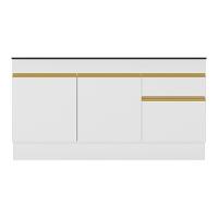 Balcão Cozinha Gabinete Pia 150cm Com Rodapé 3 Portas 1 Gaveta Veneza Multimóveis V2115 Branco/dourado Branco/dourado - 2