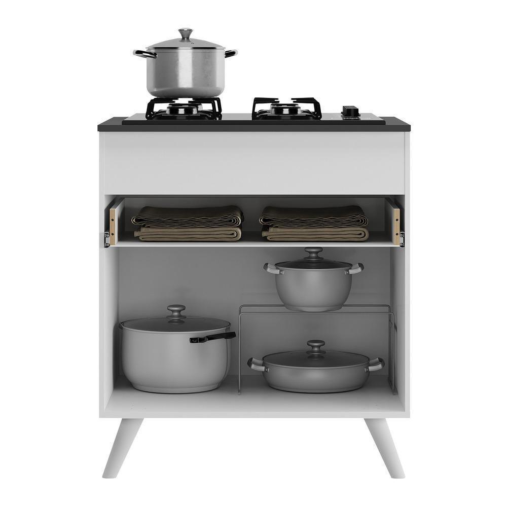 Balcão Cozinha Para Cooktop 70cm 1 Porta 1 Gaveta Veneza Multimóveis V3706 Branco Branco - 3