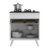 Balcão Cozinha Para Cooktop 70cm 1 Porta 1 Gaveta Veneza Multimóveis V3706 Branco Branco - 3