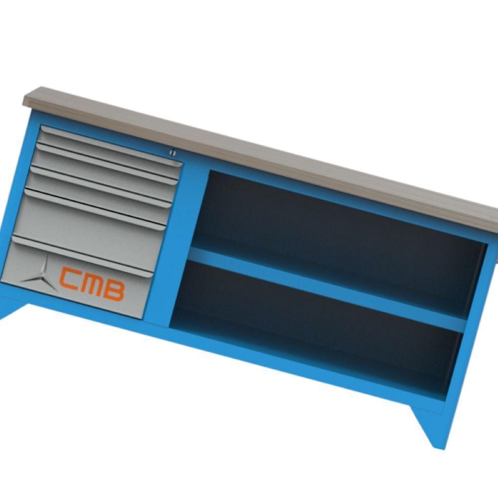 Bancada Com 5 Gavetas Suporte Morsa N05 E Tampo De Pinus 40mm 217 Cmb - 1