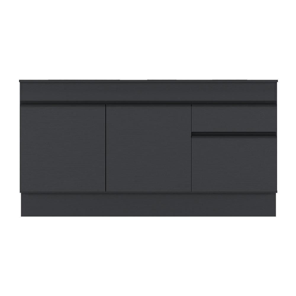 Balcão Cozinha Gabinete Pia 150cm Com Rodapé 3 Portas 1 Gaveta Veneza Multimóveis V2107 Preto Preto - 2