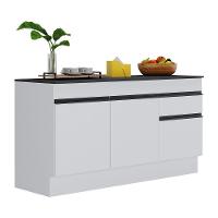 Balcão Cozinha Gabinete Pia 150cm Com Rodapé 3 Portas 1 Gaveta Veneza Multimóveis V2107 Branco/preto Branco/preto - 1