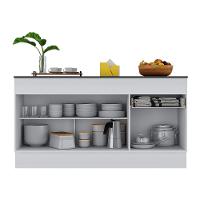 Balcão Cozinha Gabinete Pia 150cm Com Rodapé 3 Portas 1 Gaveta Veneza Multimóveis V2107 Branco/preto Branco/preto - 3