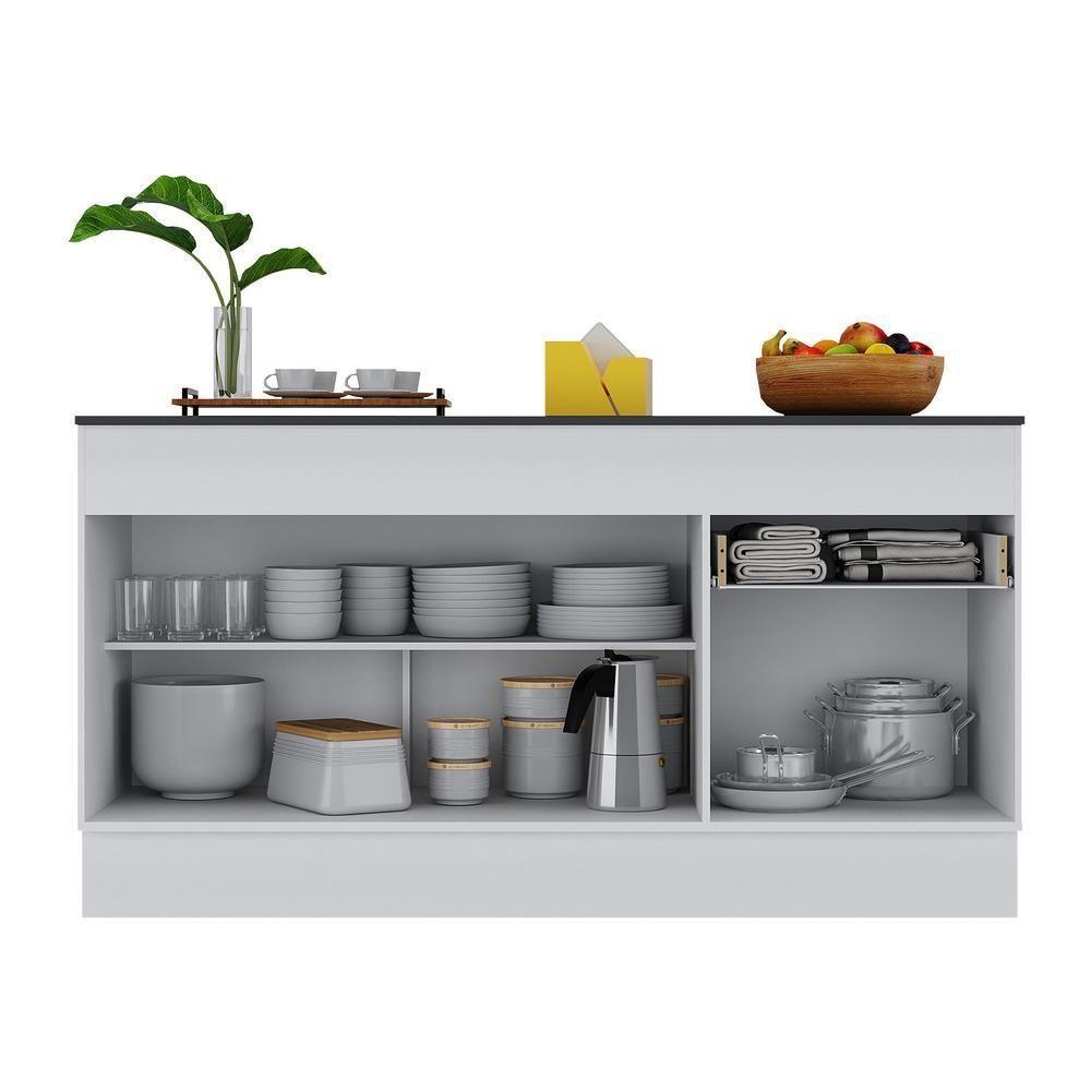 Balcão Cozinha Gabinete Pia 150cm Com Rodapé 3 Portas 1 Gaveta Veneza Multimóveis V2107 Branco - 3