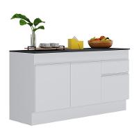 Balcão Cozinha Gabinete Pia 150cm Com Rodapé 3 Portas 1 Gaveta Veneza Multimóveis V2107 Branco - 1
