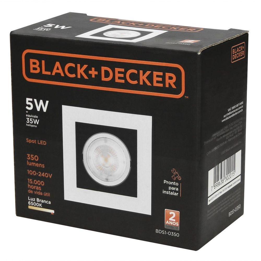 Spot Led Black 5w 6500k Quadrado Black + Decker - 1