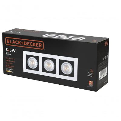 Spot Led Black 3x5w 6500k Triplo Quadrado Black + Decker