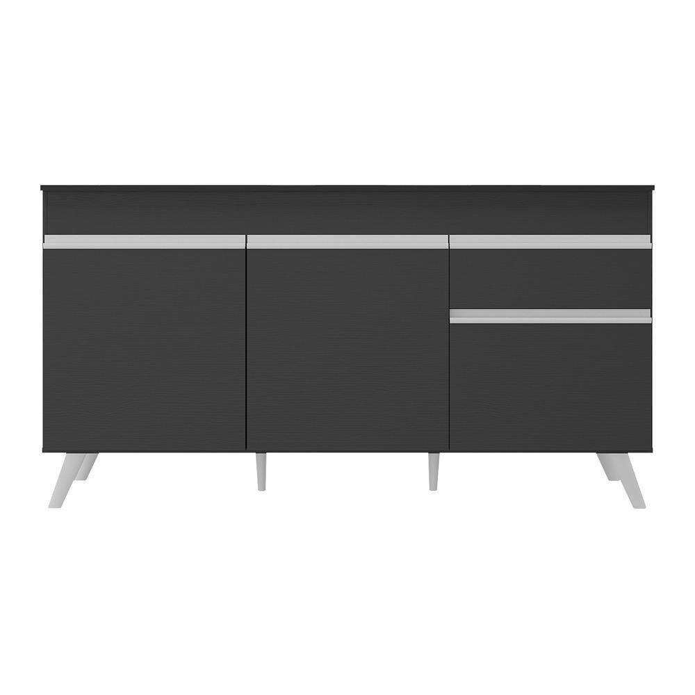 Balcão Cozinha Gabinete Pia 150cm 3 Portas 1 Gaveta Veneza Multimóveis V3740 Preto/branco Preto/branco - 2