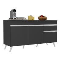 Balcão Cozinha Gabinete Pia 150cm 3 Portas 1 Gaveta Veneza Multimóveis V3740 Preto/branco Preto/branco - 1